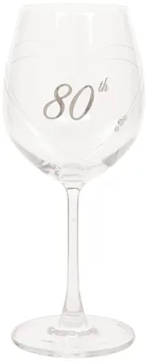 Weinglas zum 80. Geburtstag mit Herz-Motiv, 550 ml