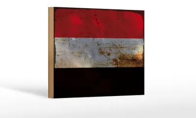 Produktbild von Holzschild Flagge Jemen 18x12 cm Flag of Yemen Rost Dekoration