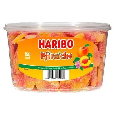 Produktbild von Haribo Pfirsiche 150 Stück in der Dose