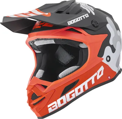 Produktbild von Bogotto V328 Camo Motocross Helm, schwarz/weiß/orange, L