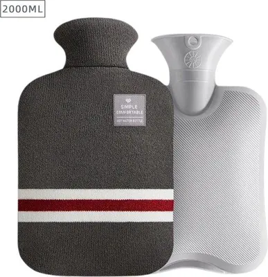 Productafbeelding van Actania Warmtekruik - Warmwaterzak Met Hoes - Warmwaterkruik - Warmtekussen - Knuffel Kruik - Bag - Grijs 2000ml