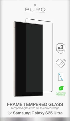 Obrázok produktu pre PURO PUSDGFRS25USGBLK, Samsung, Galaxy S25 Ultra, Odolné voči nárazom, Odolné proti poškriabaniu, Čierna, Priehľadná, 1 kusov