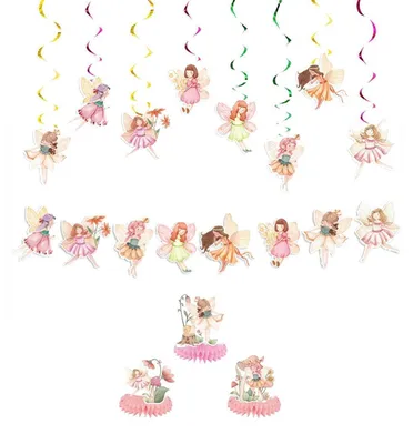Productafbeelding van Verjaardagsdecoratieset voor meisjes, inclusief vlaggenketting en hangdecoraties