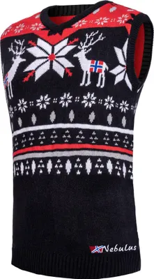Produktbild von Nebulus Norweger Pullunder SLEEVER Herren, warmer Pullunder, schicker Pullunder im Norweger-Style, P6302 - Herren, schwarz-rot, M
