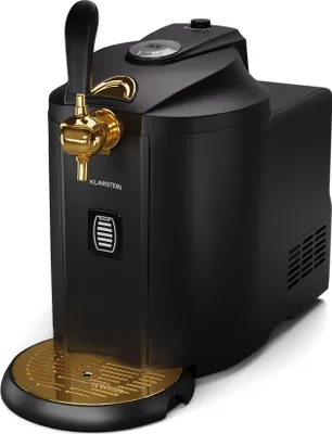 Produktbild von Klarstein Zapfanlage mit Kühlung - Bierzapfanlage 5L Fass, UltraFast Cooling, Einstellbare Temperatur, CO2-Kartuschensystem, LCD-Anzeige, Schwarz-Gold