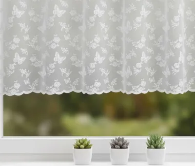 Produktbild von Jacquard Store "Schmetterlinge" weiß 145x450 cm - Fertiggardine von Albani
