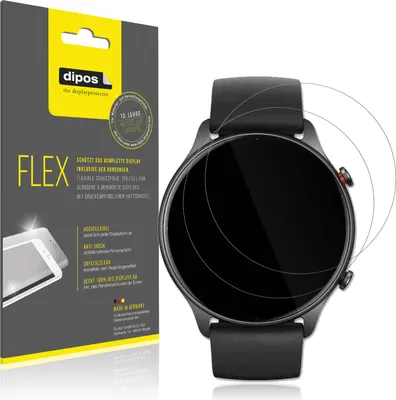 Produktbild von 2x Schutzfolie für Amazfit GTR 2e Folie, 100% Displayabdeckung, dipos Flex