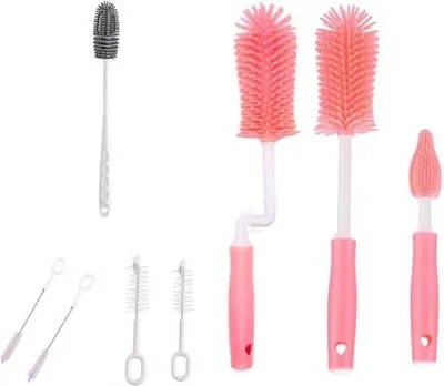 Produktbild von Hitzebeständiger 8-teiliger Bürstensatz für Babyflaschen und Küchengeräte Silikon