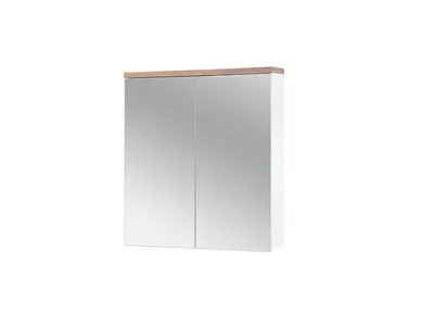 Obrázek produktu pro Koupelnová skříňka se zrcadlem 60 cm, 2 dveře, bílá, moderní