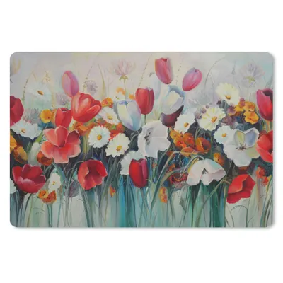 Produktbild von MuchoWow® Schreibtischunterlage Malerei - Ölgemälde - Blumen 60x40 cm - XXL Mauspad - Großes Mauspad