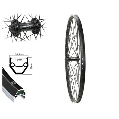 Produktbild von Vorderrad 26" MTB Hohlkammer Shimano Deore HB-T610 V-BRAKE Laufrad schwarz geöst