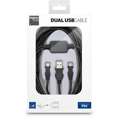 Zdjęcie produktu dla Bigben Interactive PS4DUALUSBCHARGE, Kabel., PlayStation 4, Czarny, 3 m, 32 mm, 135 mm