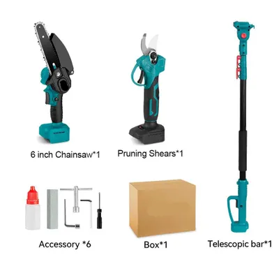 Produktbild von Teleskopische Kettensäge - Elektrische Heckenschere - Strauchscheren - 3-in-1-Schnittwerkzeug - 3500W