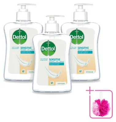 Produktbild von 3 x Dettol Handseife Empfindliche Haut - Mild & Pflegend - 250 ml - Sparpackung - 3 Stücke