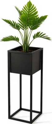 Produktbild von FRAMADO, Pflanzenständer Reno, Metallregal, Blumenständer, 21x21x50cm, Schwarz