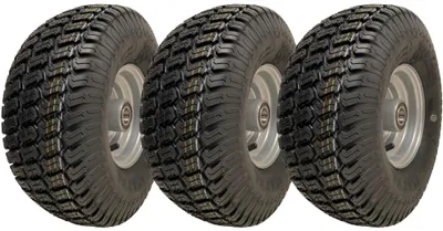 Productafbeelding van 15x6.00-6 grastrimmerwielen, 65 mm naaf, band op velg, 20 mm lagers (set van 3)