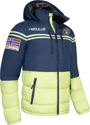 Zdjęcie produktu dla Nebulus kurtka narciarska BLOCKY męska, kurtka outdoorowa, kurtka funkcjonalna, P5021 - Mężczyźni, granatowo-limonkowy, L