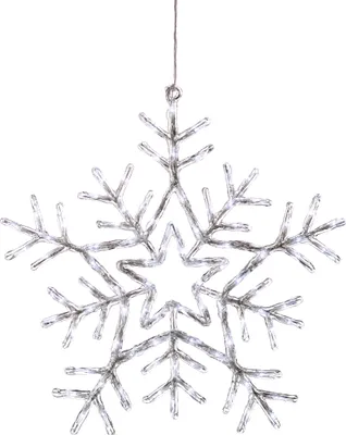 Produktbild von Konstsmide LED Acryl Schneeflocke, mit 8 Funktionen, Steuergerät und Memoryfunktion, 90 kalt weiße Dioden, 24V Außentrafo, transparentes Kabel - 4470-203