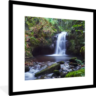 Produktbild von MuchoWow® Gerahmtes Poster Wasserfall - Natur - Wasser 40x40 cm - Poster mit Schwarzem Bilderrahmen Wandposter Rahmen Foto Bilder - Poster - Plakat im Rahmen