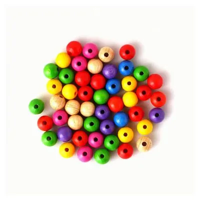 Immagine prodotto di Meyco 120 perline di legno di 6 mm di colore assortito resistenti al sudore e alla saliva