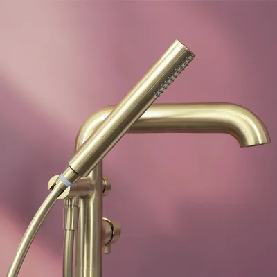 Produktbild von Wannenarmatur, freistehend, mit Duschset, gebürstetes Gold, SILIA-30