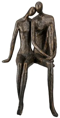 Skulptur Liebespaar aus Kunstharz, Bronze, 35 cm