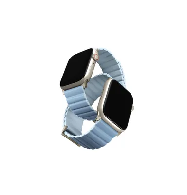 Produktbild von UNIQ Revix Premium Apple Watch Armband     Serie 1/2/3/4/5/6/7/8/9/SE/SE2/SE3 38/40/41 mm Edition Reversible Magnetic Leather weiß-blau/arctic-soft blue