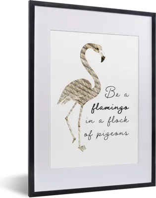 Produktbild von MuchoWow® MuchoWow® Gerahmtes Poster Flamingo - Federn - Vogel 30x40 cm - Poster mit zchwarzem Bilderrahmen - Wandposter Schlafzimmer