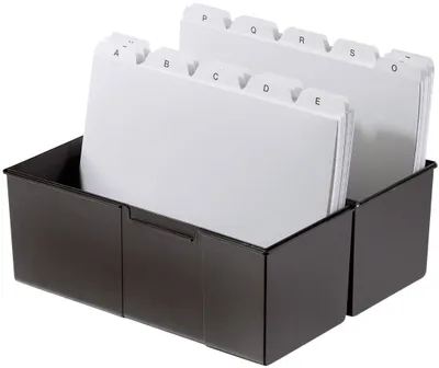 Image de HAN 977-13 Boîte à fiches DIN A7 horizontal - pour 300 cartes avec charnière en acier, noir