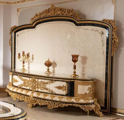 Produktbild von Casa Padrino Luxus Barock TV Schrank Weiß / Blau / Gold - Prunkvolles Wohnzimmer Sideboard mit Rückwand - Barock Wohnzimmer Möbel - Edel & Prunkvoll