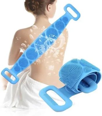 Immagine prodotto di Set di 2 spazzole da doccia in silicone per schiena e corpo – spugne con manici per l'esfoliazione | Guanto da bagno per massaggio ed esfoliazione, ideale per una pulizia profonda, delicata e riutilizzabile