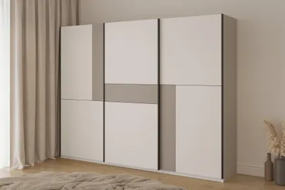 Produktbild von Masseno Schiebetürenschrank LUBERO 270/210/60 cm 3-türig Schlafzimmer Schrank Kleiderschrank Kaschmir