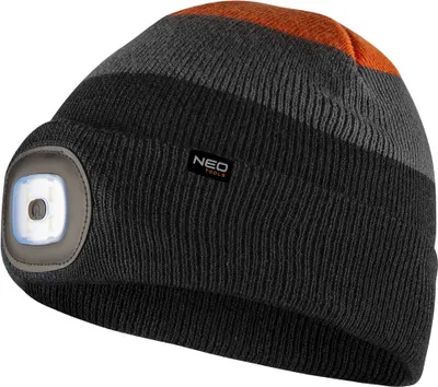 Image de NEO TOOLS Bonnet d'hiver, bonnet tricoté, bonnet chaud - Lampe de poche LED, noir