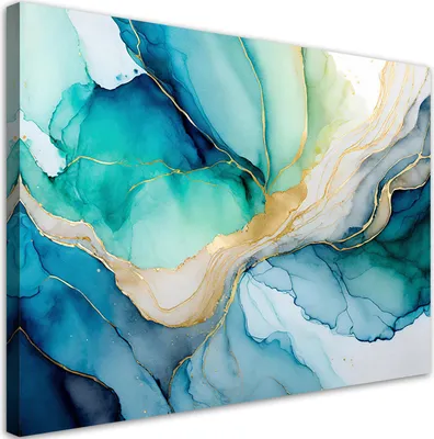 Produktbild von Leinwandbild Aquarell Abstrakt Blau 60x40 Feeby Blau bild für die wand bereit zum aufhängen