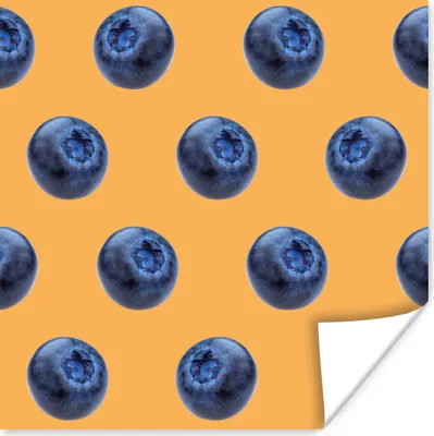 Produktbild von MuchoWow® Poster Blaue Beere - Orange - Muster 100x100 cm - Babyzimmer