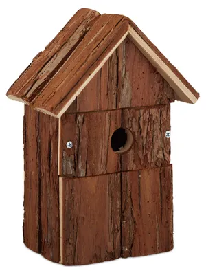 Imagen del producto de Casita para pájaros decorativa colgante - Madera - 25,5 x 18 x 12,5 cm - Natural - Para jardín y balcón