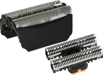 Produktbild von vhbw 1x Klingenblock, 1x Doppelscherfolie mit Rahmen kompatibel mit Braun 5647, 5649, 5652, 5752, 570, 570CC, 5751 Rasierer - Kombipack Schwarz Silber
