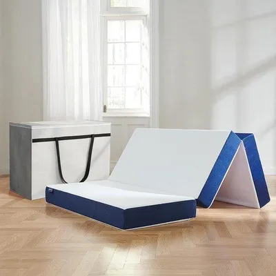 Produktbild von Famanu Gästematratze 120 x 195 x 15 cm - Faltmatratze mit Memory-Schaum, waschbare Hülle, druckentlastend, blau