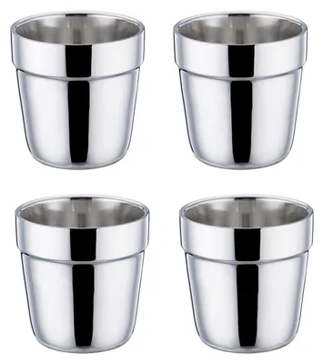 Produktbild von Espressotassen 4er-Set, Edelstahl Dickwandige Doppelwandige Trinkbecher Teetasse Kaffeetassen Set für Daheim, Party, oder Camping, Unzerbrechlich & Wiederverwendbar, Spülmaschinenfest, 150ml