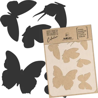 Produktbild von Malschablone für Handwerk A3 30x42cm, Schmetterlinge Feder Wiese Muster, Wiederverwendbare Kunststoff DIY & Scrapbooking Zeichenschablone