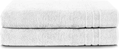 Produktbild von Komfortec 2er Saunatuch Set 80x200 cm aus 100% Baumwolle, XXL-Saunatücher, Sauna Handtuch, Weich, Groß, Frottee, Schnelltrocknend, Weiß