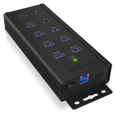 Zdjęcie produktu dla Icy Box ICY BOX IB-HUB1703-QC3 USB 3.2 Gen 1 (3.1 Gen 1) Type-B 5000 Mbps Czarny