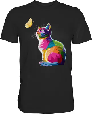 Produktbild von Schmetterling Mädchen Frauen Katzen T-Shirt – Black / XXL