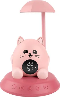 Produktbild von BigBen, Kinderwecker Katze LED Licht Musik Wecker Digitalanzeige, Rosa
