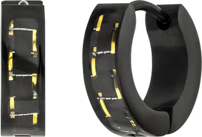Produktbild von Creolen 13,4mm Klappcreolen aus Edelstahl, schwarz lackiert Kohlenstoffstahln