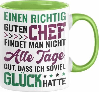Produktbild von Chef Geschenk Lustig Tasse für Chef vom Team Einen Richtig Guten Chef Findet Man Nicht Alle Tage Gut Dass Ich So Viel Glück Hatte (Grün)