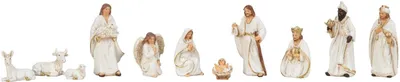 Produktbild von Krippenfiguren 11-teiliges Set weiß 2-9cm Krippendekoration Weihnachtsdeko Deko