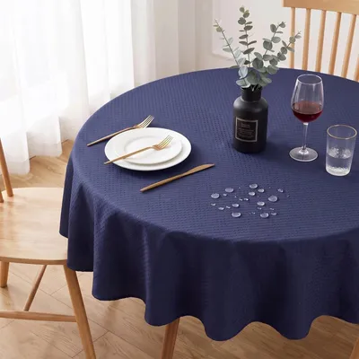 Produktbild von Knitterfreie, runde Tischdecke aus Polyester, ideal für Feiern und den Hausgebrauch
