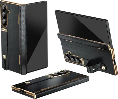 Immagine prodotto di Per Samsung Galaxy Z Fold7 5G Design Custodia protettiva in pelle con cinturino nero