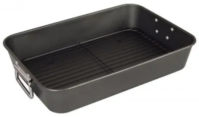 Produktbild von BURI Bräter mit Grillrost rechteckig Bratenform Auflaufform Bratpfanne Grilleinsatz